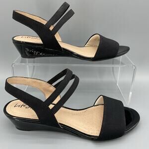 NEW Lifestride Women’s Yolo Wedge Sandals Black Size 7.5W